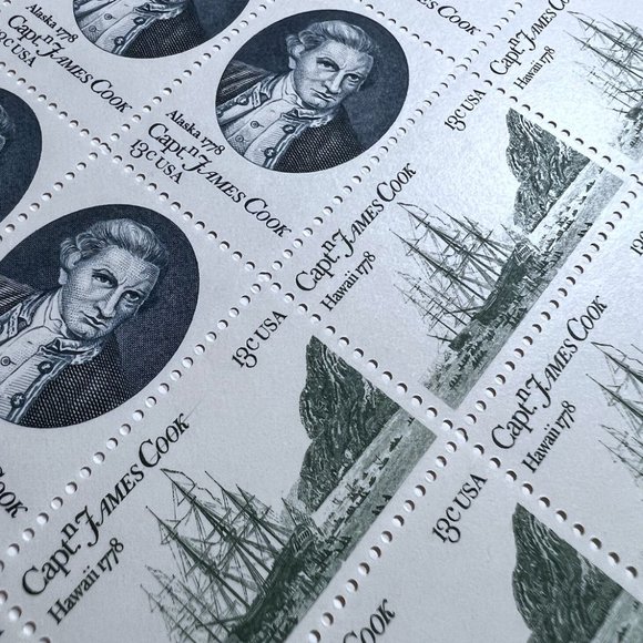 Capt'n James Cook 1978 Postage Stamp Sheet, Unused Vintage USA #1732 - Picture 1 of 3